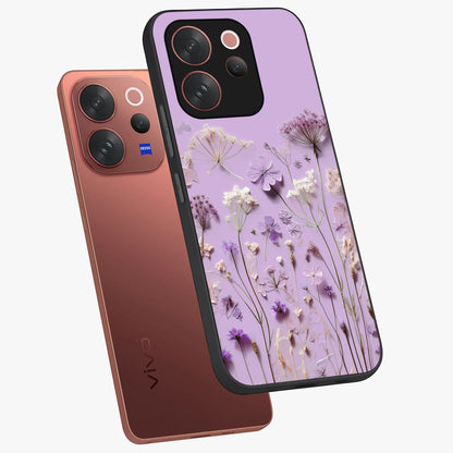 Lavender Blossom Dream Glass Case displayed in angled mockup highlighting dreamy lavender flower design with calming aesthetic style.