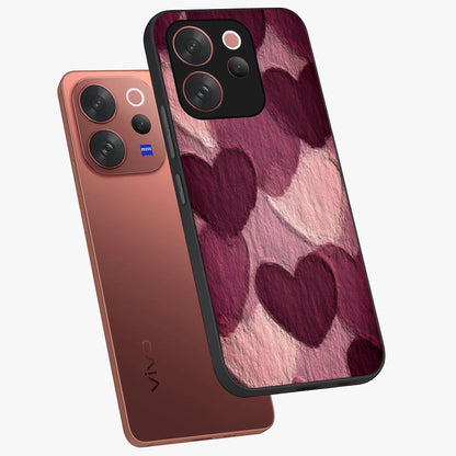 Layered Paper Hearts Glass Case displayed in angled mockup highlighting creative paper craft heart design with romantic aesthetic.