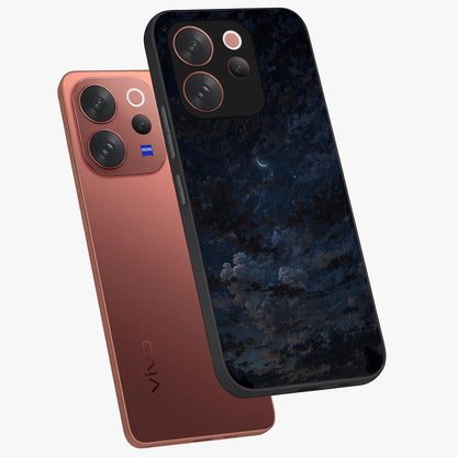 Lunar Veil Silence Glass Case displayed in angled mockup highlighting soft lunar design with peaceful celestial aesthetic.