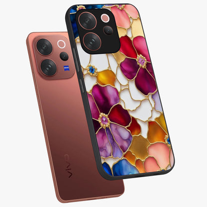 Marble Flower Pattern Glass Case displayed in angled mockup highlighting elegant marble floral design with modern aesthetic.