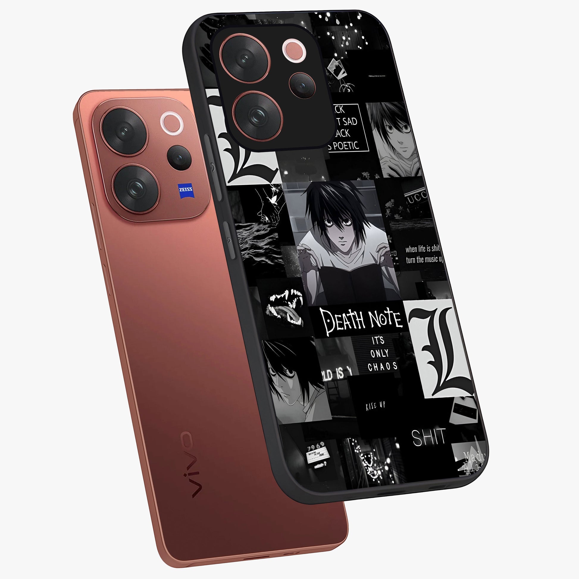 Midnight Chaos Mind Glass Case displayed in angled mockup highlighting chaotic artistic design with dramatic midnight aesthetic.