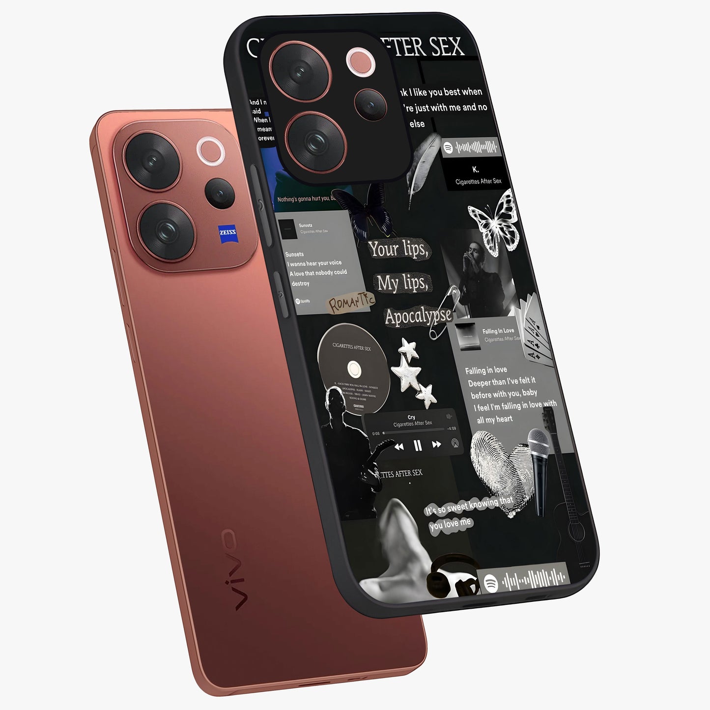 Midnight Love Echo Glass Case displayed in angled mockup highlighting elegant love inspired design with deep aesthetic style.