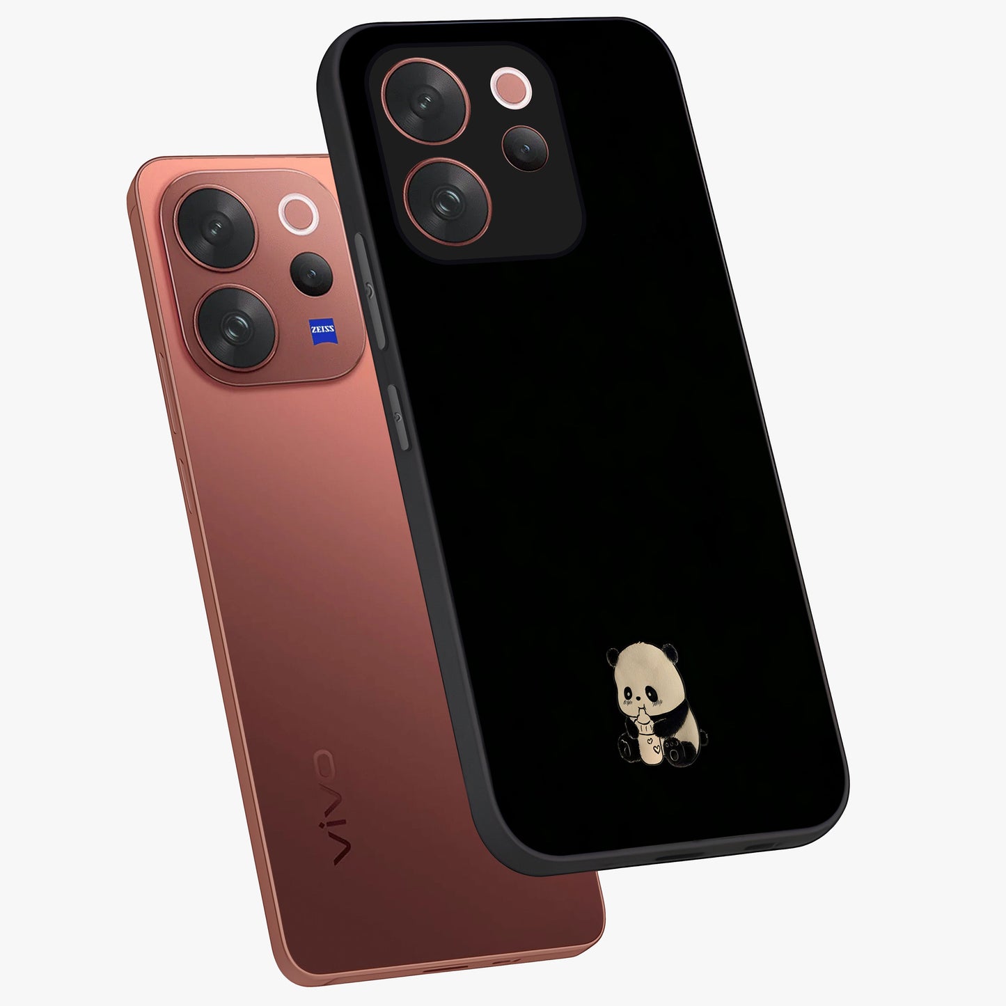 Midnight Panda Love Glass Case displayed in angled mockup highlighting adorable panda illustration with midnight aesthetic.