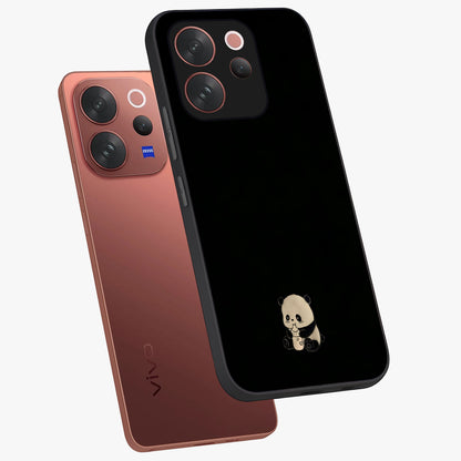 Midnight Panda Love Glass Case displayed in angled mockup highlighting adorable panda illustration with midnight aesthetic.