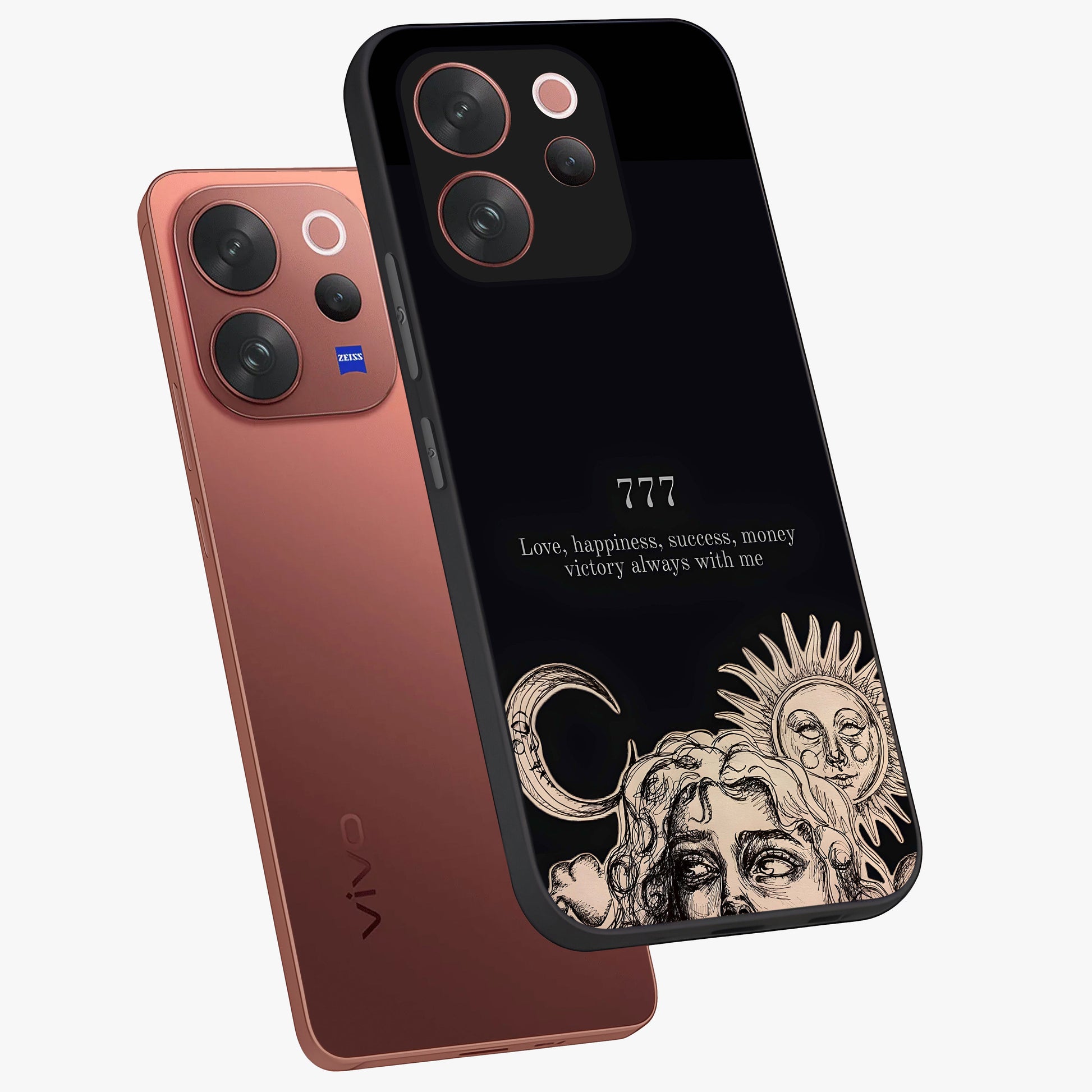 Mystic Victory Aura Glass Case displayed in angled mockup highlighting energetic aura design with bold mystical aesthetic.