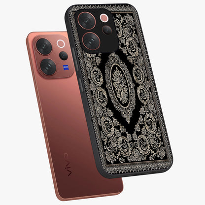 Noir Bloom Elegance Glass Case displayed in angled mockup highlighting refined flower design with stylish noir aesthetic.