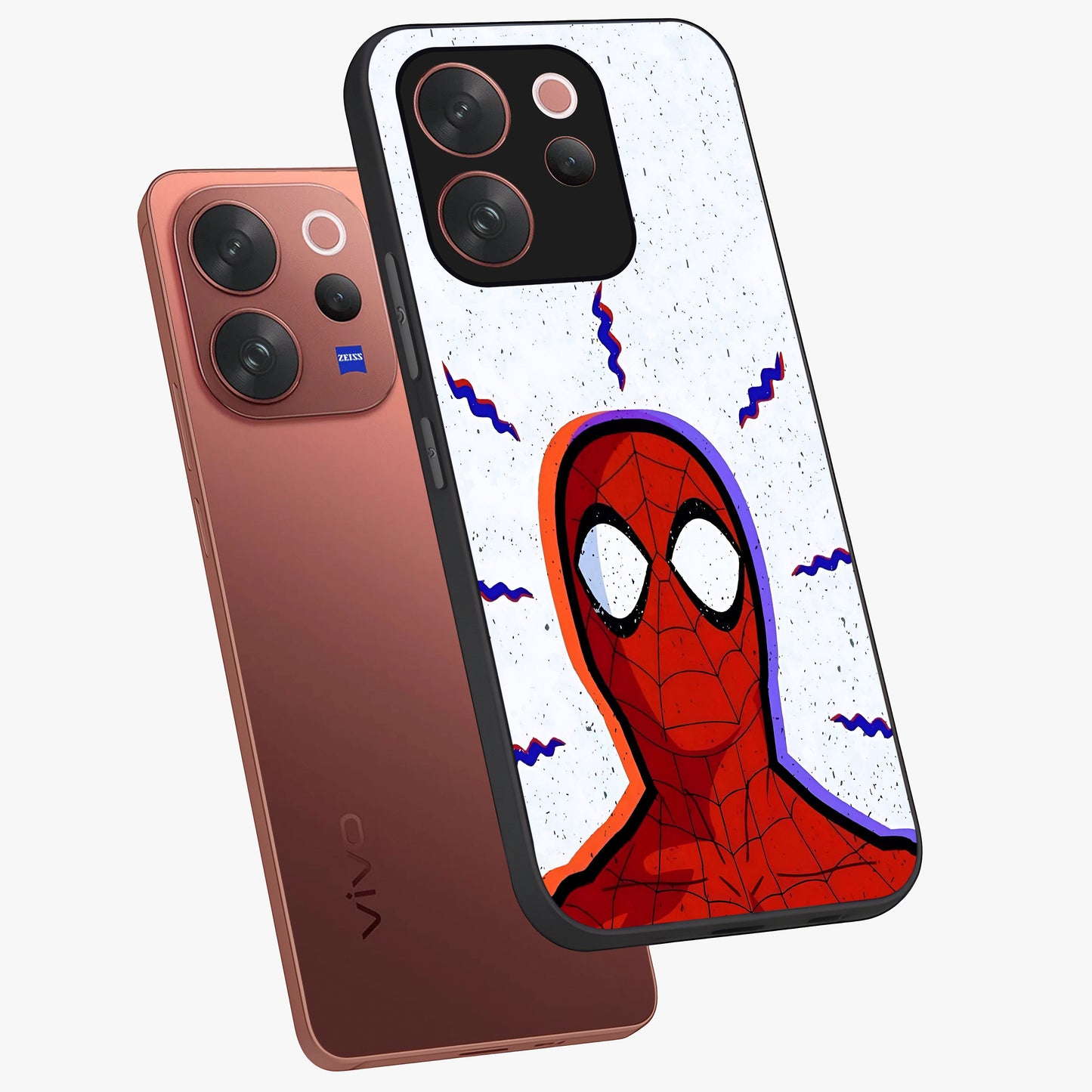 Omg Spiderman Glass Case displayed in angled mockup highlighting dynamic hero illustration with action comic aesthetic.