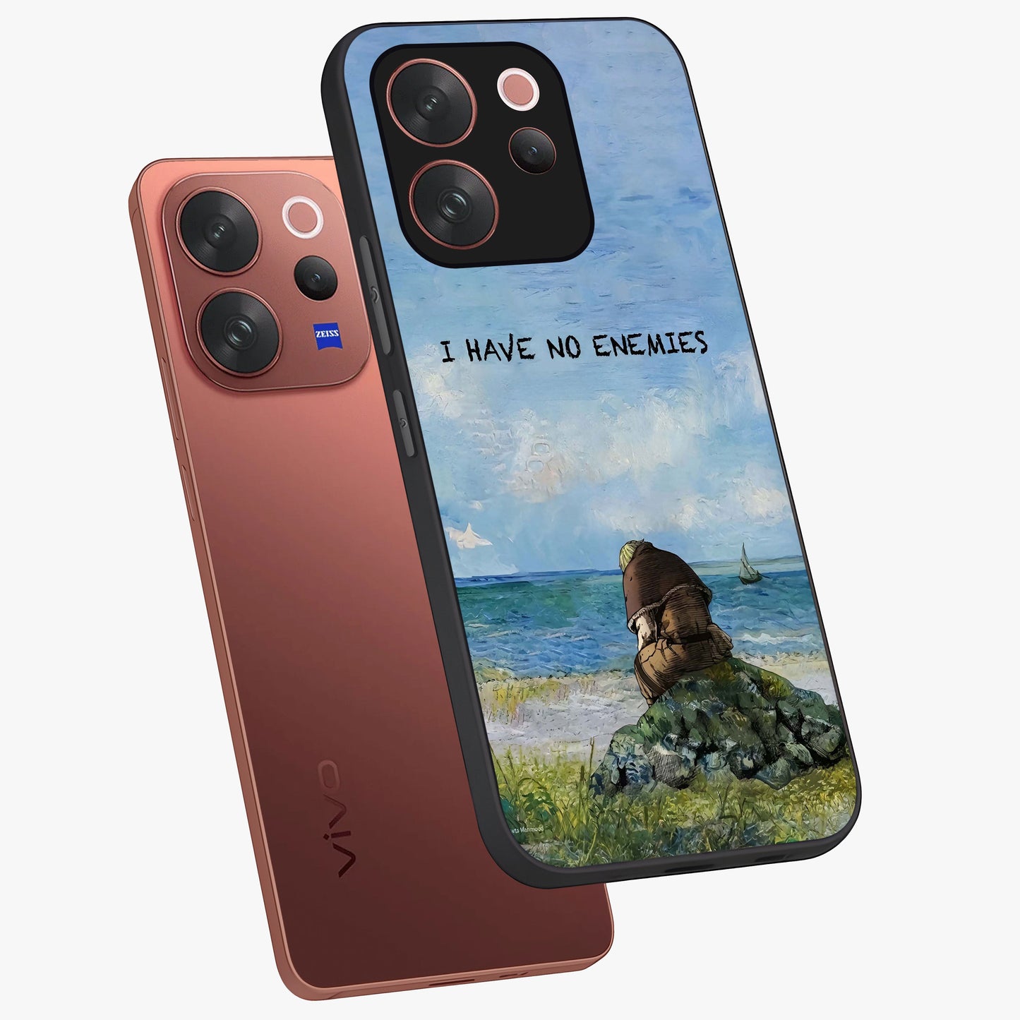 Peace Beyond War Glass Case displayed in angled mockup highlighting meaningful message design with artistic aesthetic style.