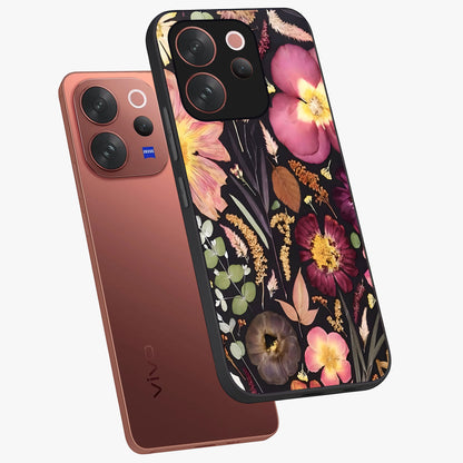Petal Dream Tapestry Glass Case displayed in angled mockup highlighting decorative petal pattern with elegant botanical aesthetic.