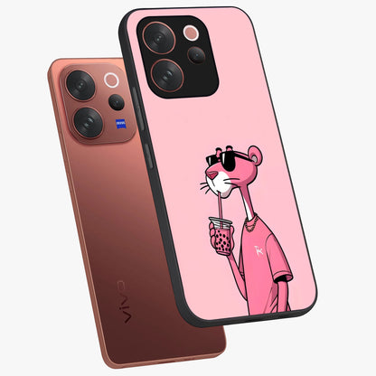 Pink Panther Glass Case displayed in angled mockup highlighting playful cartoon character design with vibrant pink aesthetic.