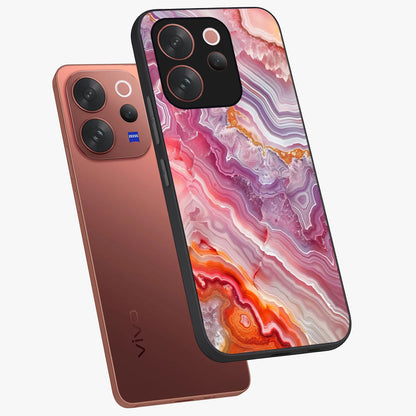 Rose Quartz Marble Glass Case displayed in angled mockup highlighting elegant marble pattern with soft aesthetic style.