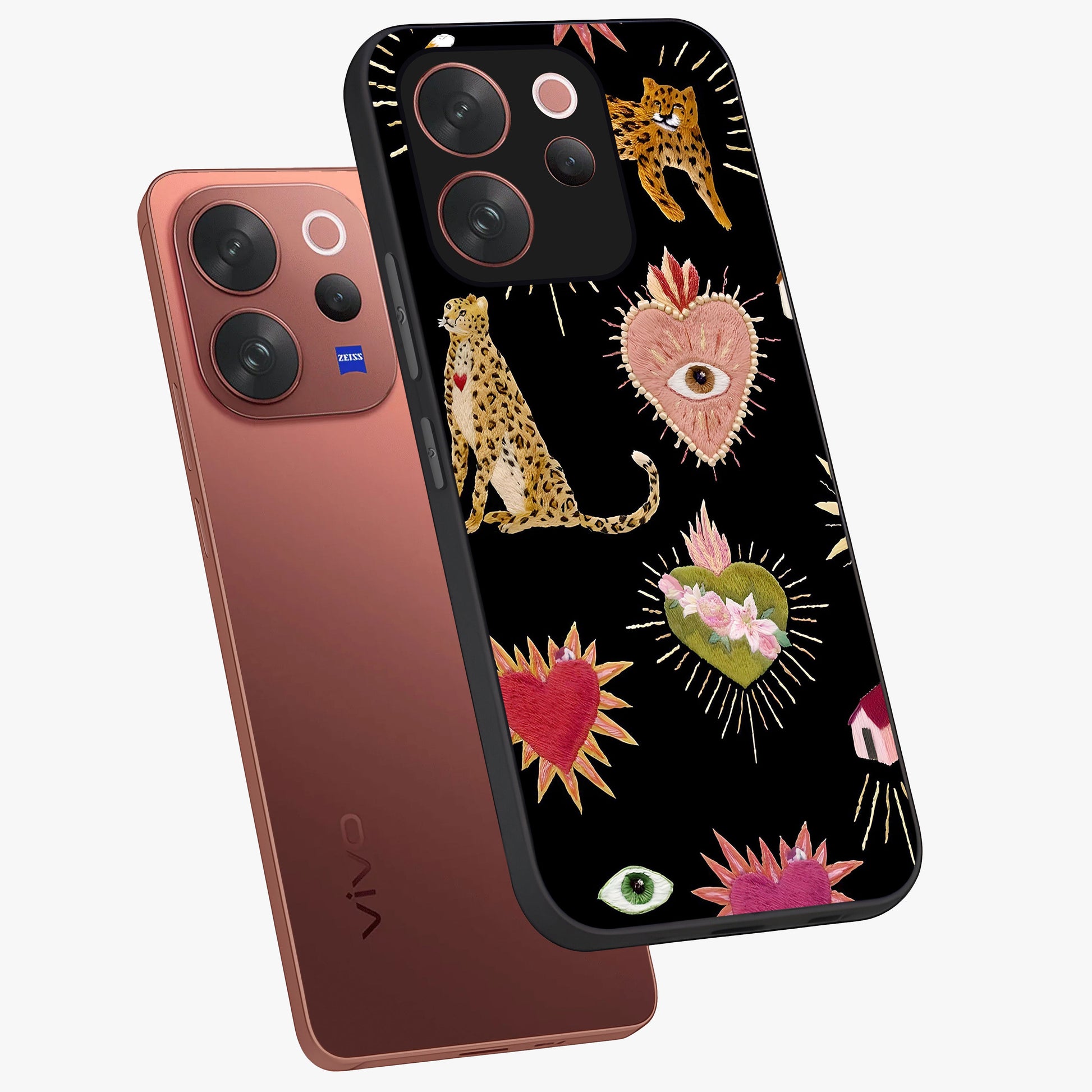 Sacred Jungle Heart Glass Case displayed in angled mockup highlighting lush tropical design with natural aesthetic style.