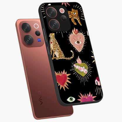 Sacred Jungle Heart Glass Case displayed in angled mockup highlighting lush tropical design with natural aesthetic style.