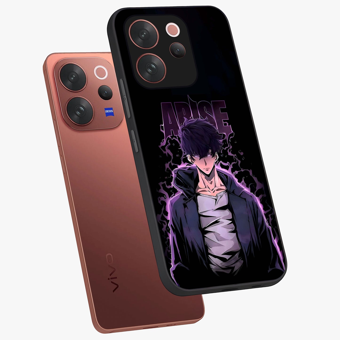 Shadow Monarch Awakening Glass Case displayed in angled mockup highlighting dramatic shadow warrior design with fantasy aesthetic.