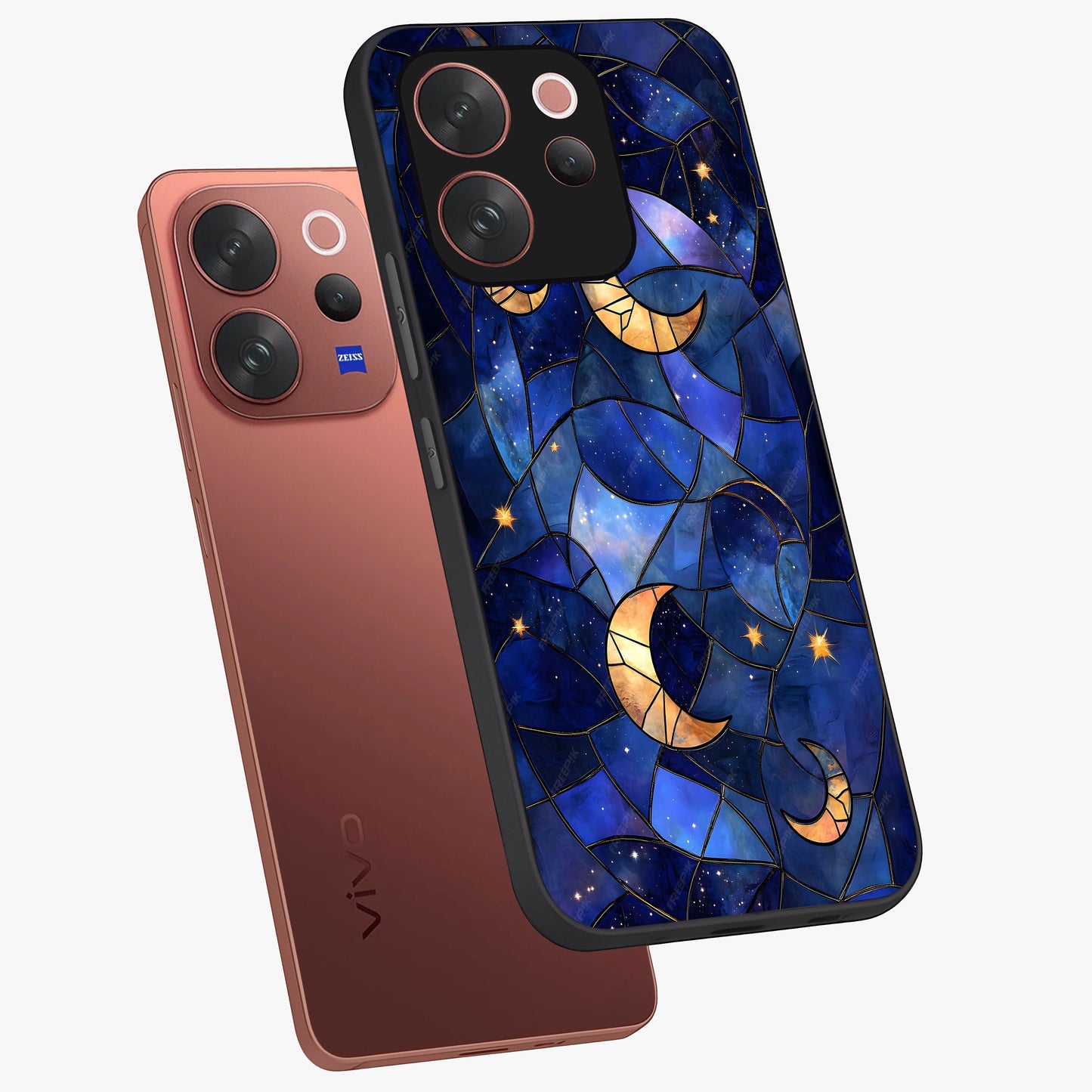 Starlit Sky Tapestry Glass Case displayed in angled mockup highlighting celestial night pattern with artistic aesthetic style.