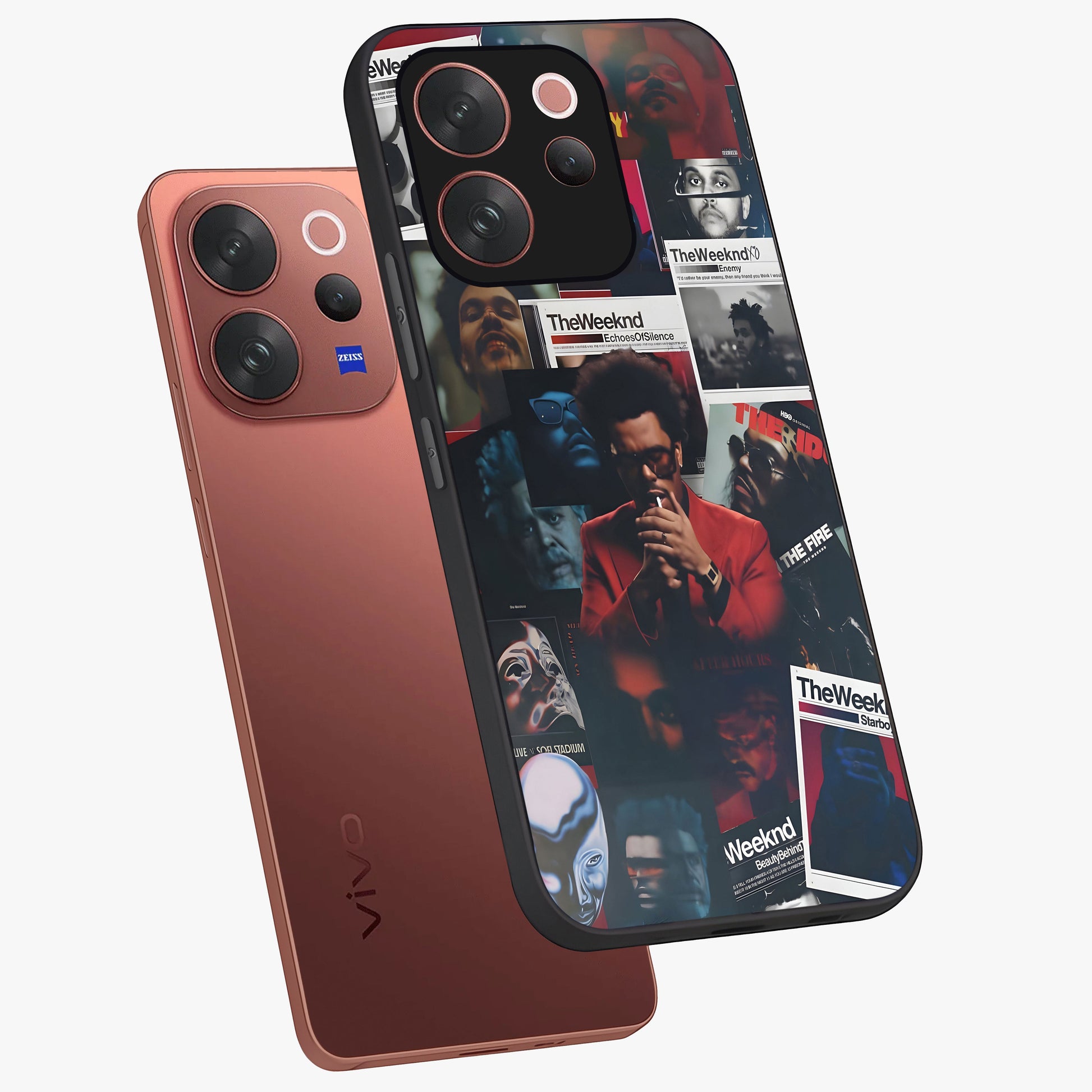 The Weeknd Glass Case displayed in angled mockup highlighting stylish pop culture inspired design with modern aesthetic.