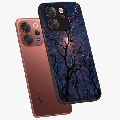 Twilight Sakura Serenade Glass Case displayed in angled mockup highlighting delicate sakura flower design with dreamy aesthetic.