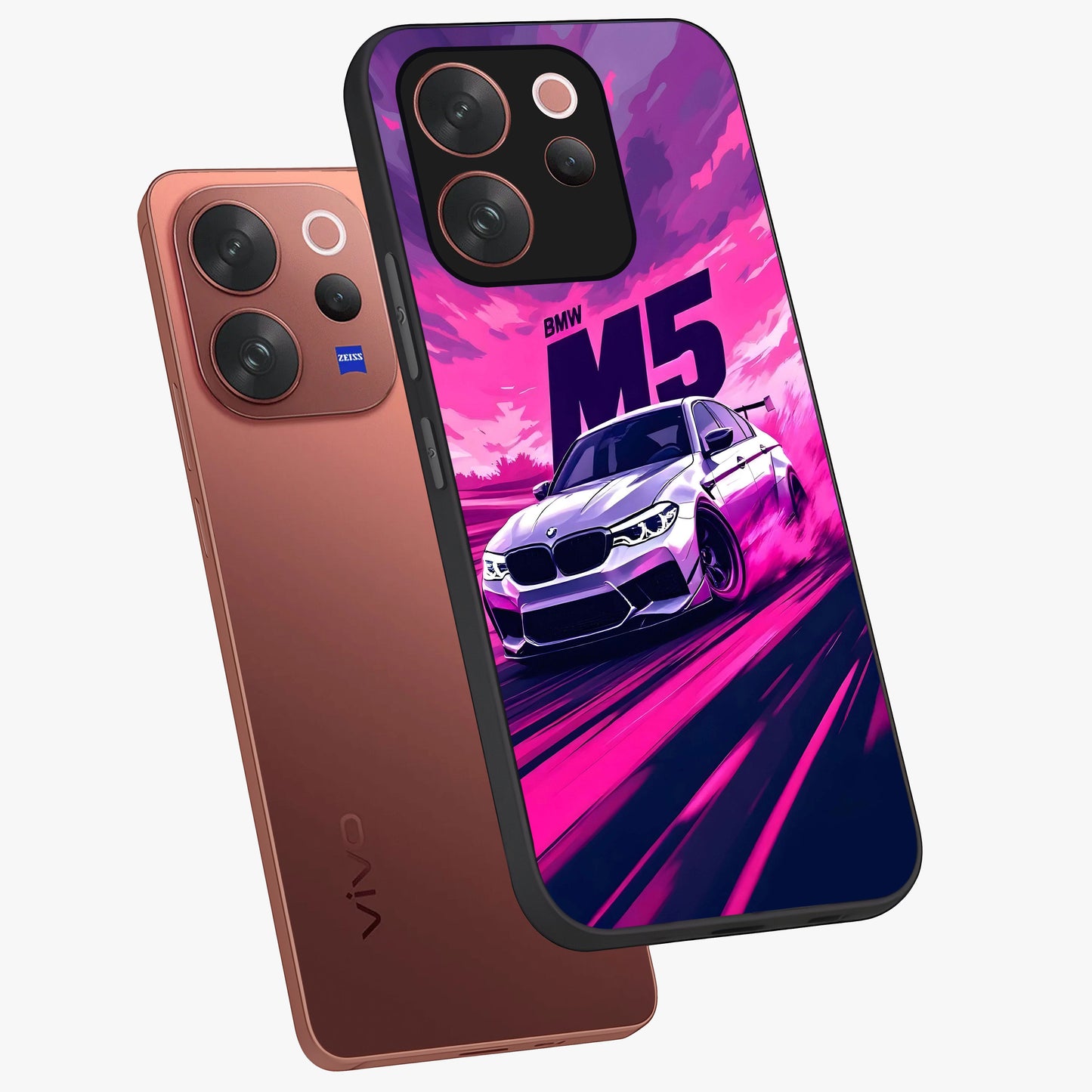 Velocity Drift Pulse Glass Case displayed in angled mockup highlighting dynamic drift design with sporty automotive aesthetic.