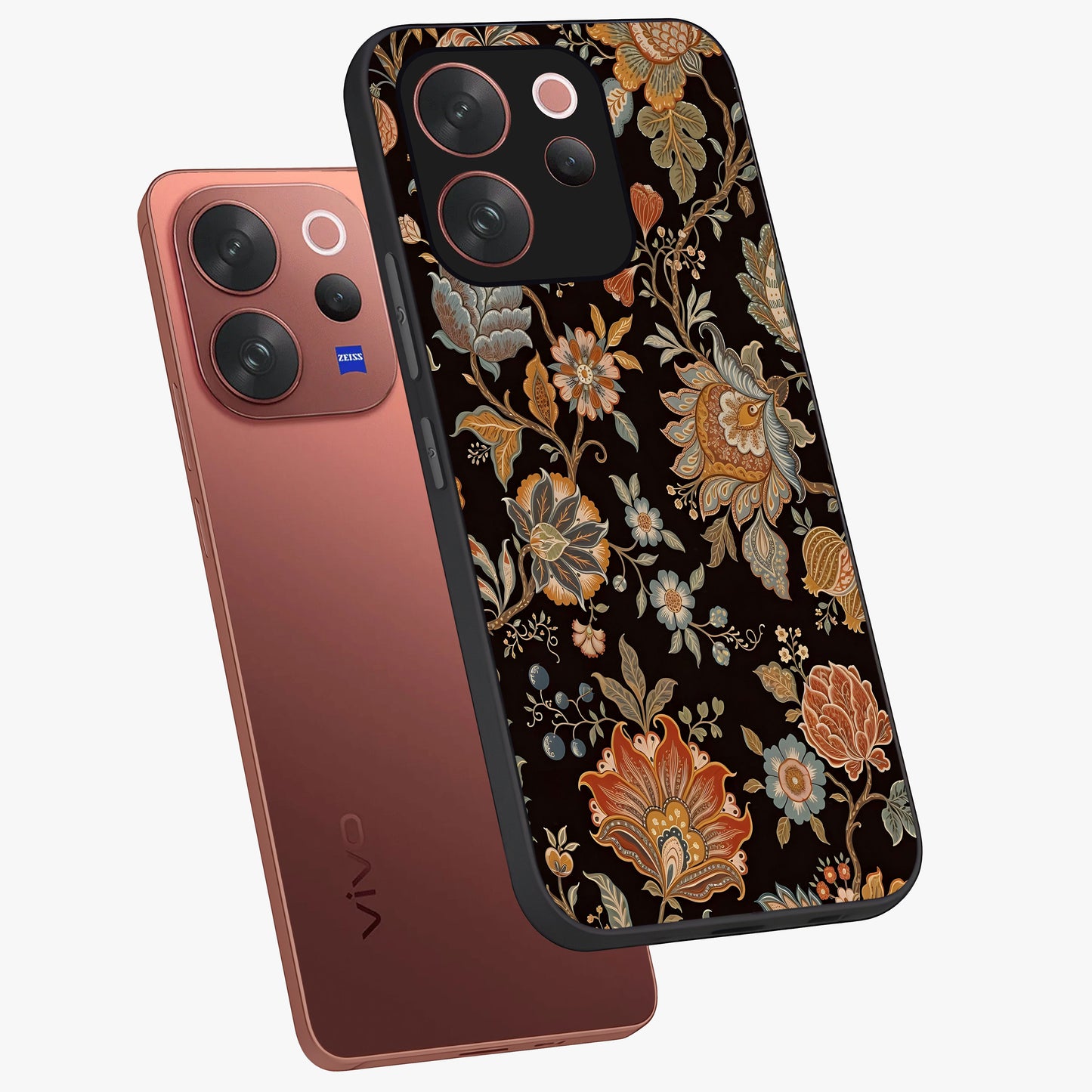 Vintage Floral Dream Glass Case displayed in angled mockup highlighting elegant vintage flower design with soft aesthetic style.