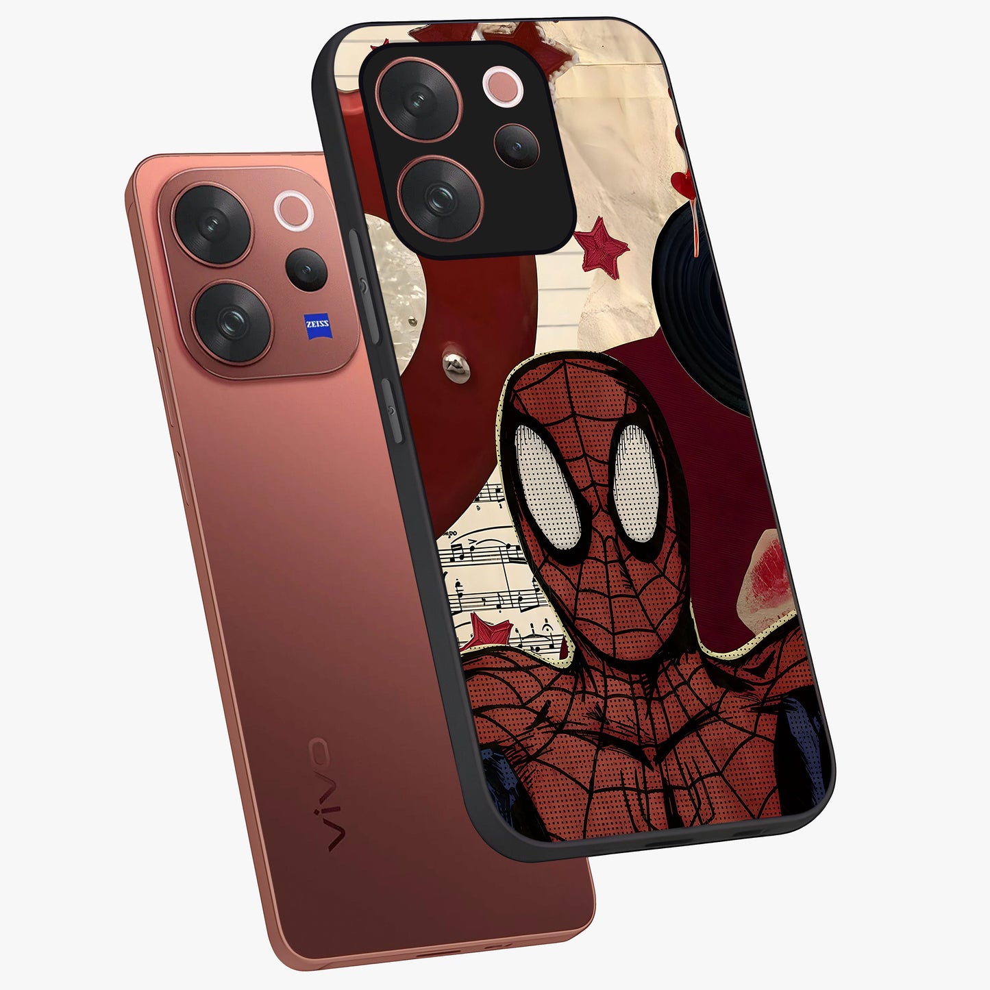 Web Warrior Vibes Glass Case displayed in angled mockup highlighting dynamic web design with comic style aesthetic.