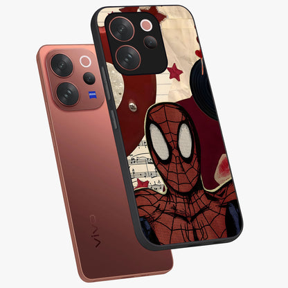 Web Warrior Vibes Glass Case displayed in angled mockup highlighting dynamic web design with comic style aesthetic.