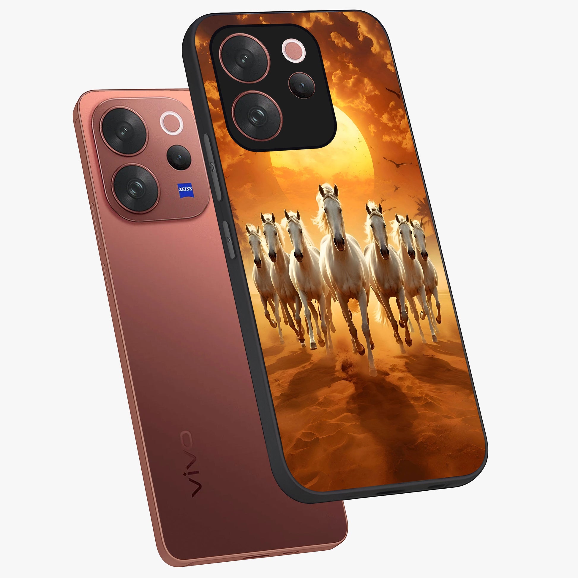 Wild Sunset Majesty Glass Case displayed in angled mockup highlighting vibrant sunset sky design with scenic aesthetic.