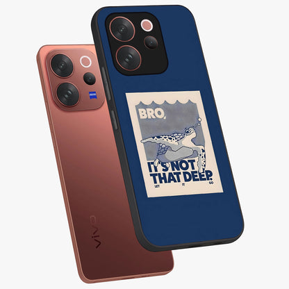 Worry Less Swim Glass Case displayed in angled mockup highlighting fun typography design with relaxed aesthetic style.