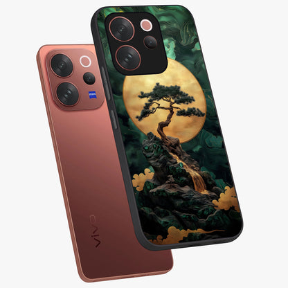 Zen Moon Rise Glass Case displayed in angled mockup highlighting peaceful lunar design with zen aesthetic style.