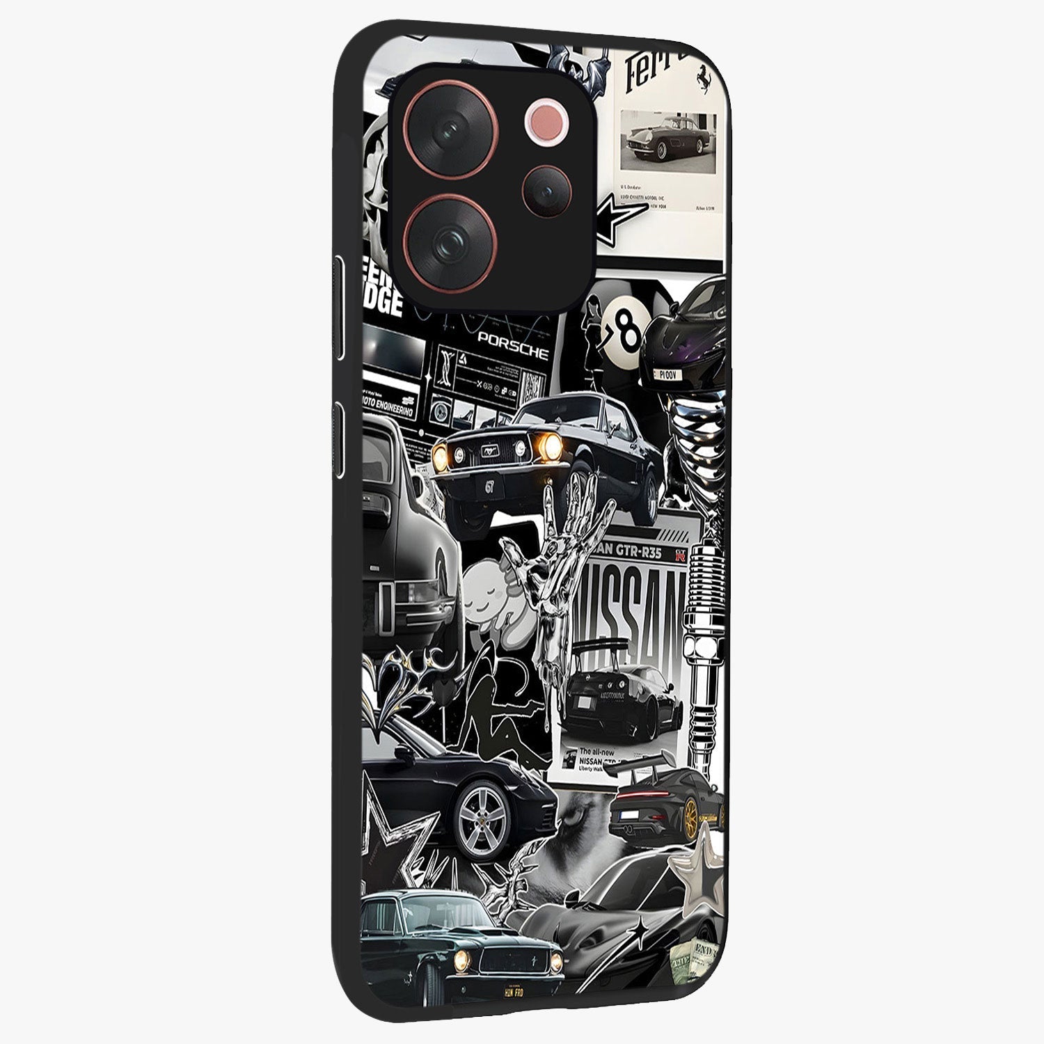 Aesthetic Dark Love Glass Case upright view showcasing dramatic romantic artwork with modern aesthetic style.