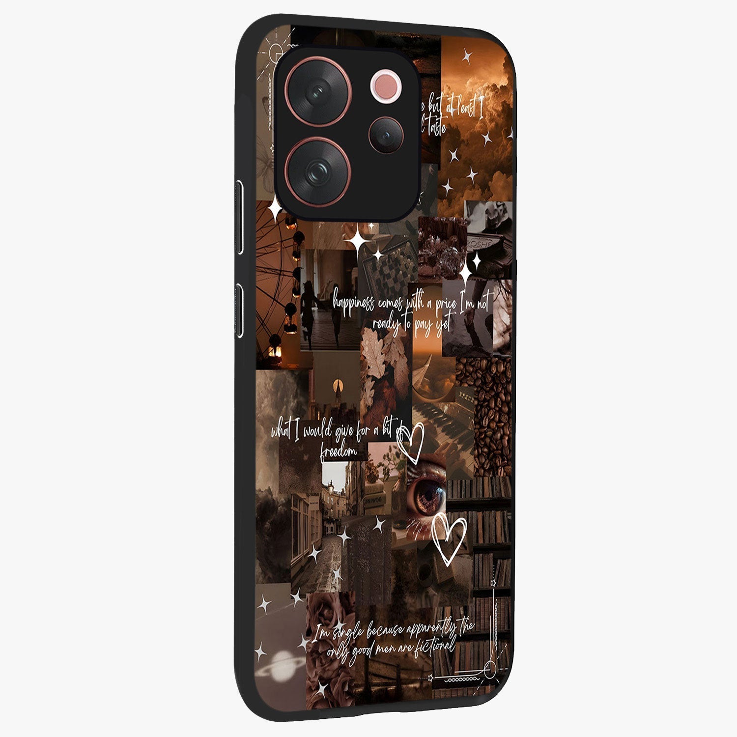 Bittersweet Aesthetic Chaos Glass Case upright view showcasing bold artistic chaos design with modern aesthetic style.