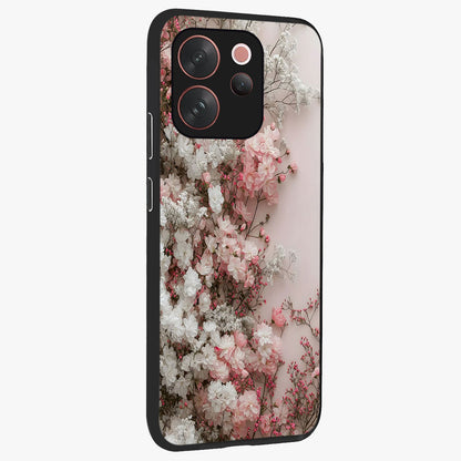 Blush Blossom Cloud Glass Case upright view showcasing calm floral cloud artwork with gentle dreamy theme.