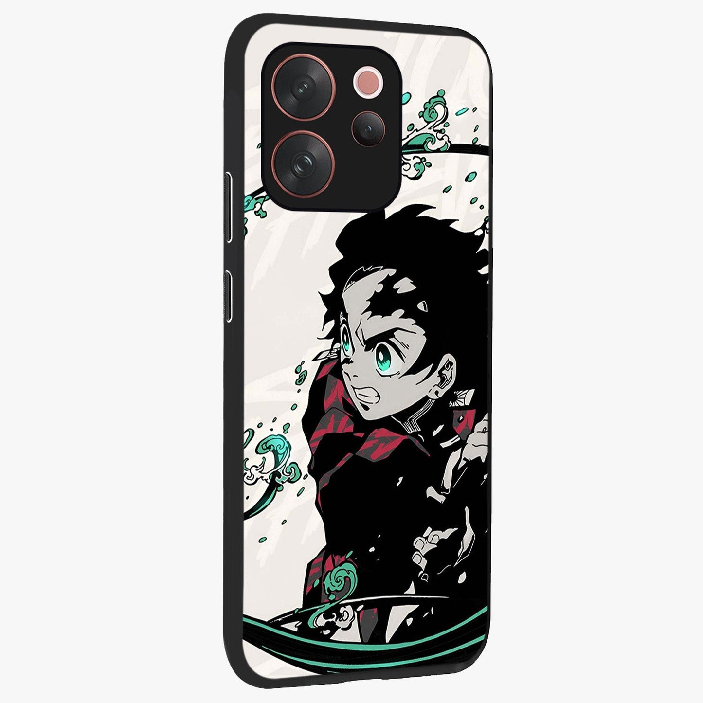 Demon Slayer Glass Case upright view showcasing powerful anime artwork with intense warrior theme.