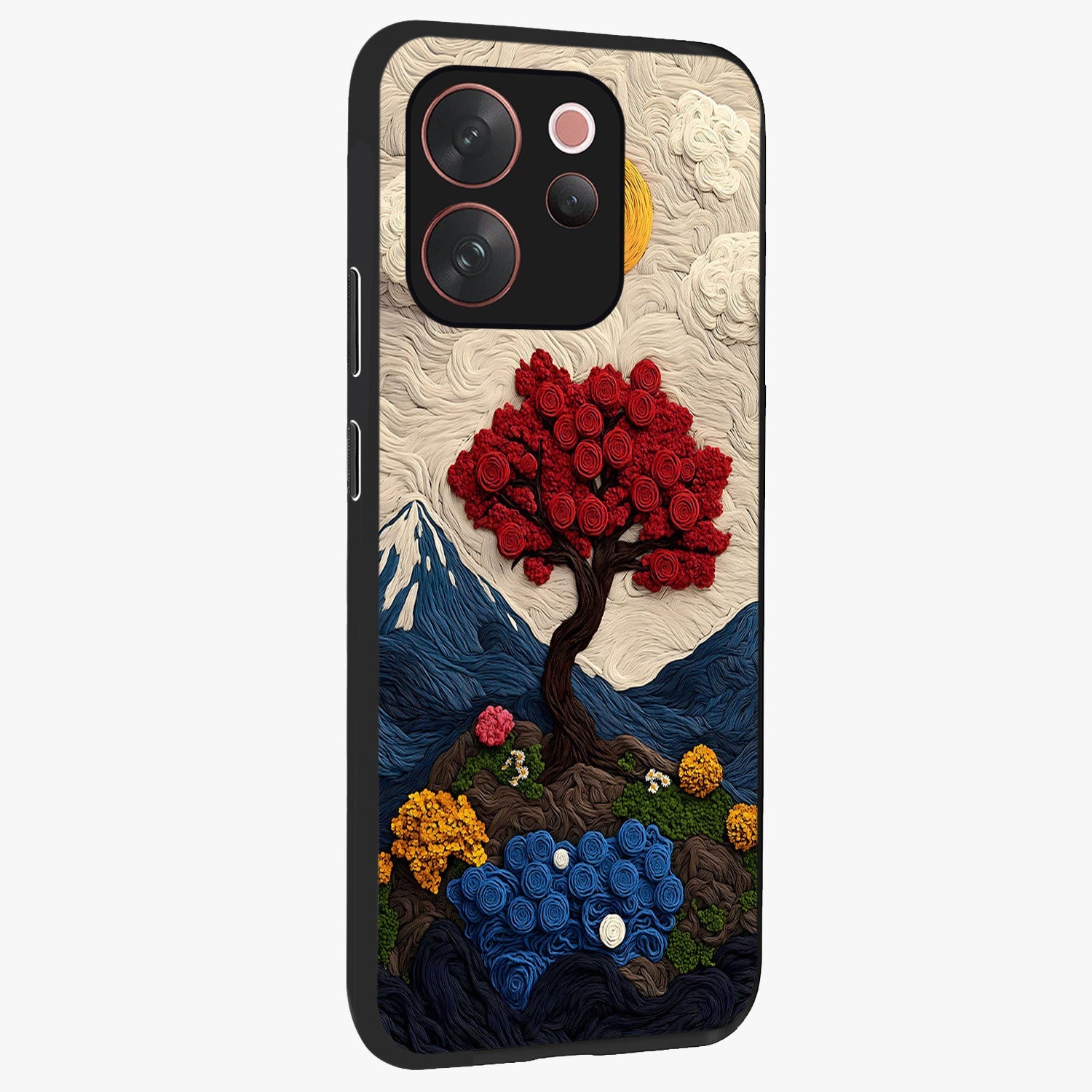 Eternal Nature Tapestry Glass Case upright view showcasing elegant nature tapestry design with decorative style.