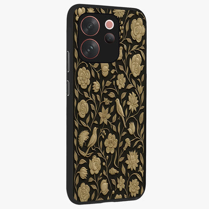 Golden Evil Eye Mandala Glass Case upright view showcasing decorative evil eye mandala artwork with spiritual aesthetic style.