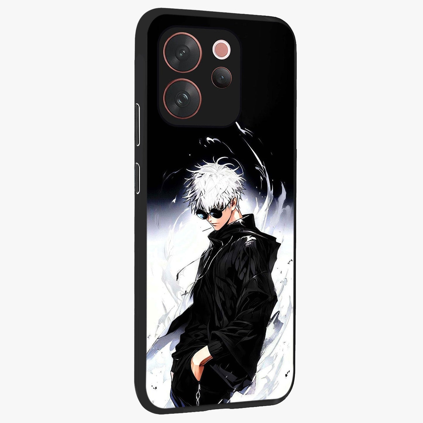 Limitless Shadow King Glass Case upright view showcasing bold shadow warrior artwork with epic fantasy theme.