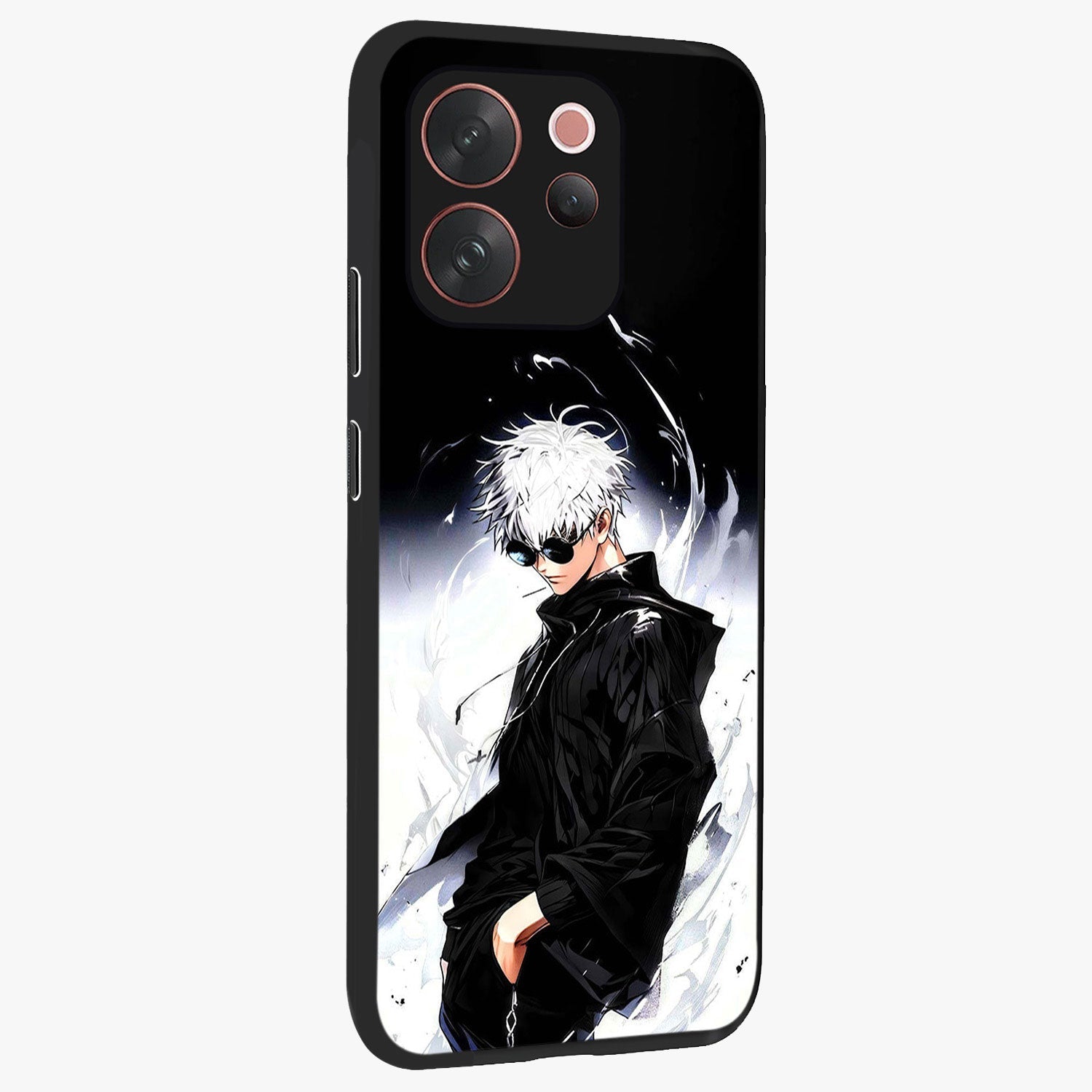 Limitless Shadow King Glass Case upright view showcasing bold shadow warrior artwork with epic fantasy theme.