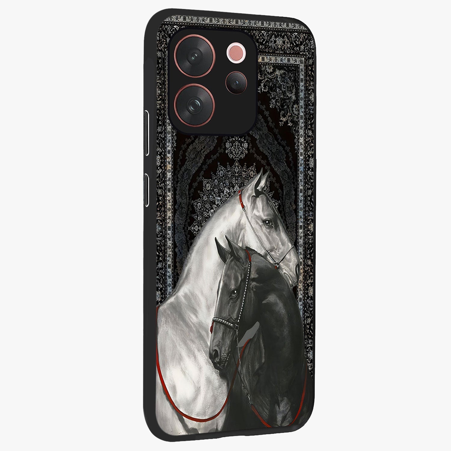 Majestic Ride Legacy Glass Case upright view showcasing dynamic ride inspired artwork with modern automotive theme.
