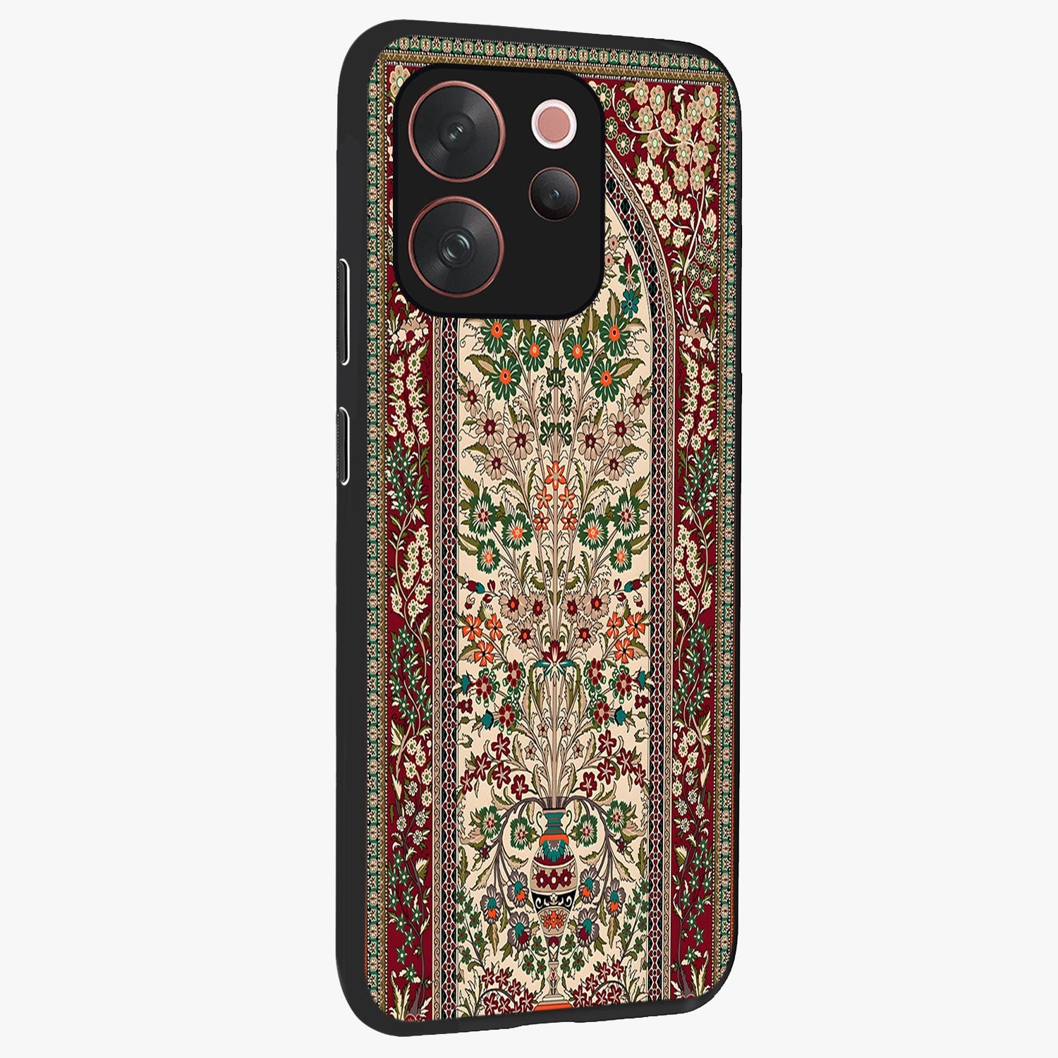 Persian Inspired Glass Case upright view showcasing decorative Persian artwork with rich heritage theme.