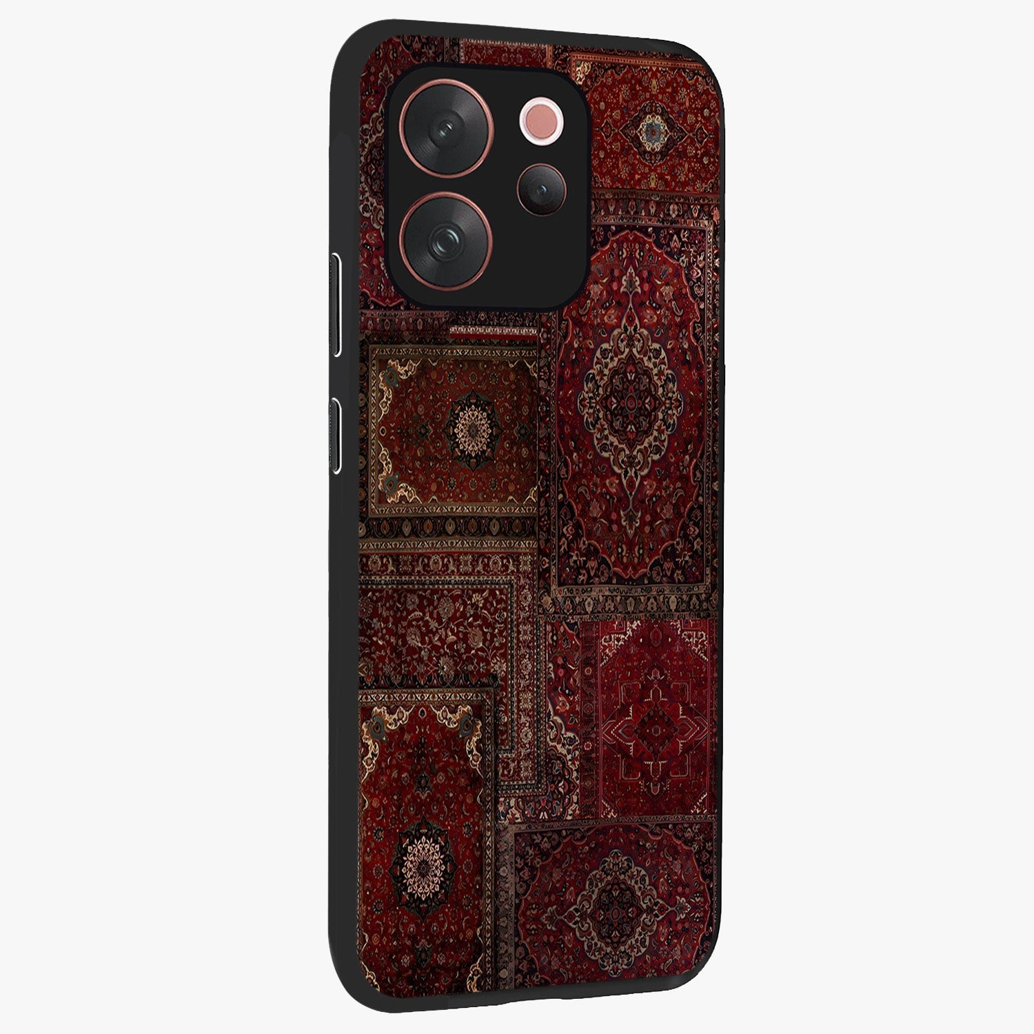 Persian Velvet Tale Glass Case upright view showcasing elegant Persian artwork with classic heritage theme.