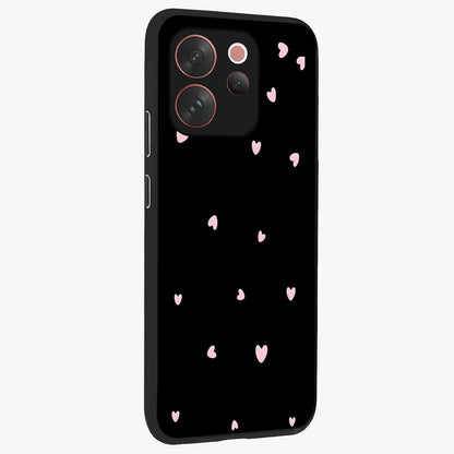 Pink Love Drops Glass Case upright view showcasing charming heart drop artwork with romantic playful theme.