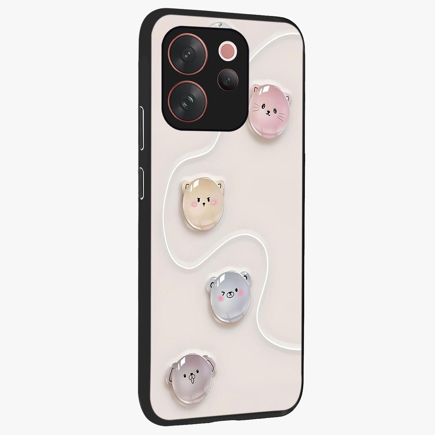 Puffy Face Parade Glass Case upright view showcasing adorable character artwork with cheerful animated theme.