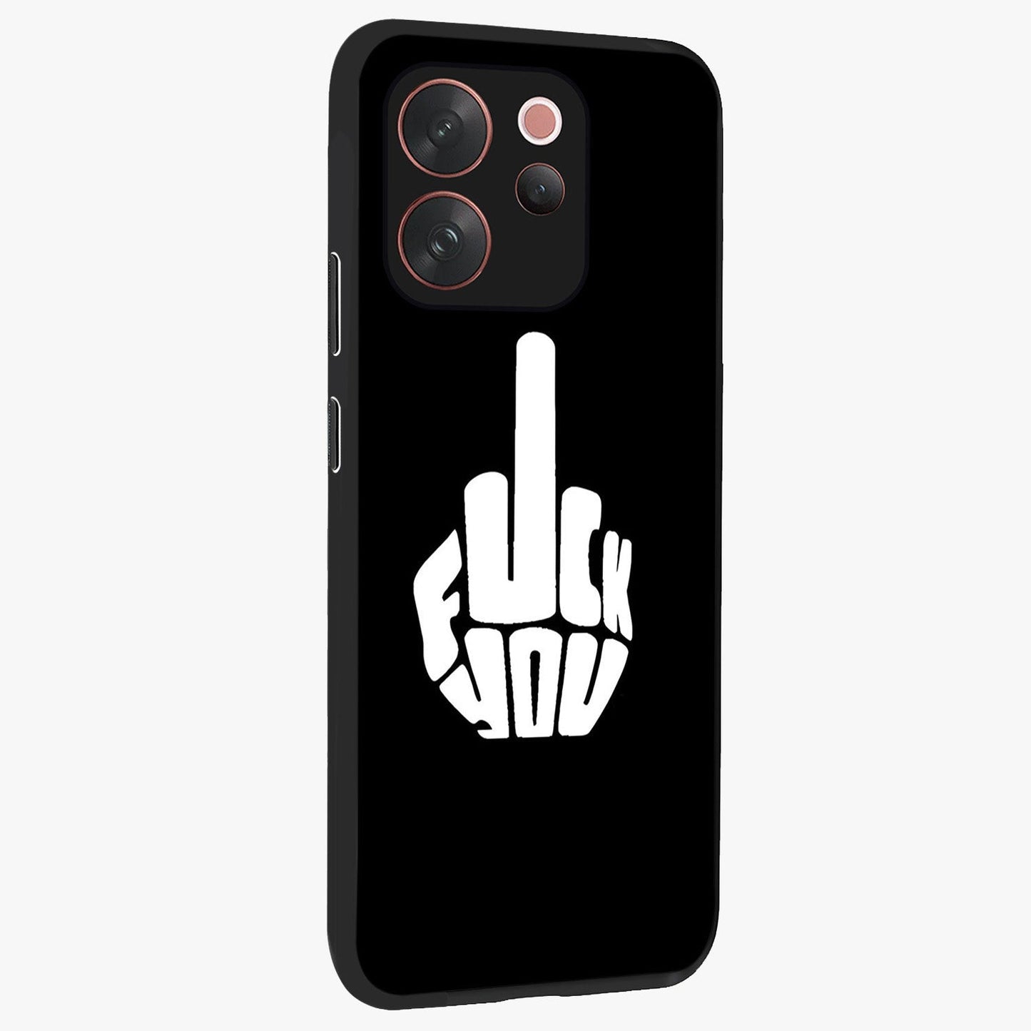 Rebel Mode On Glass Case upright view showcasing striking statement artwork with bold rebellious theme.
