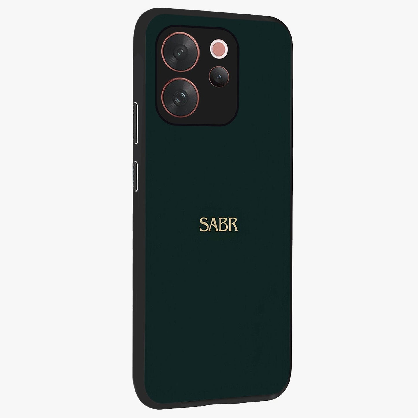 Sabr Minimal Patience Glass Case upright view showcasing calm minimalist artwork with motivational patience theme.