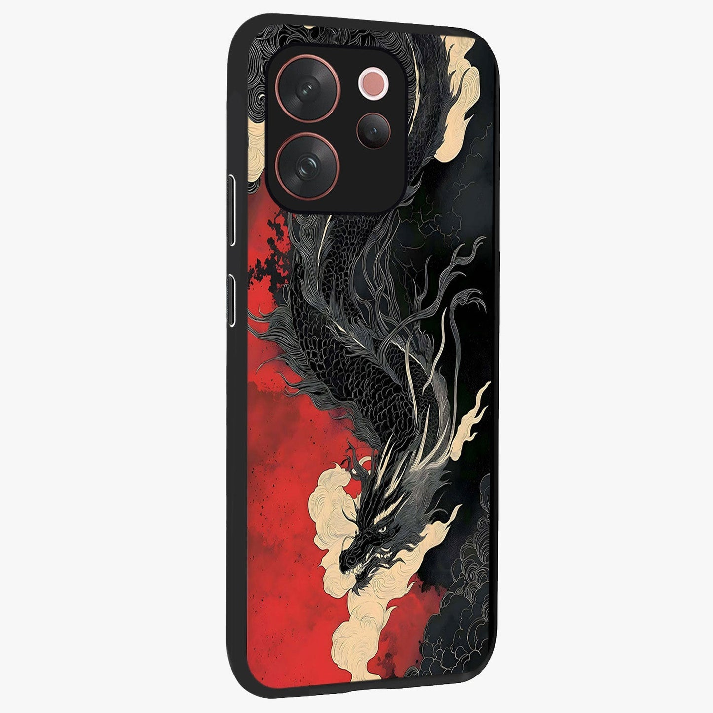 Shadow Dragon Fury Glass Case upright view showcasing intense dragon artwork with dramatic shadow theme.