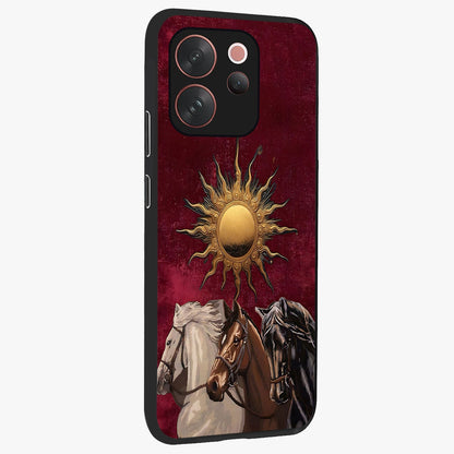 Solar Riders Glass Case upright view showcasing energetic rider artwork with bold adventure theme.