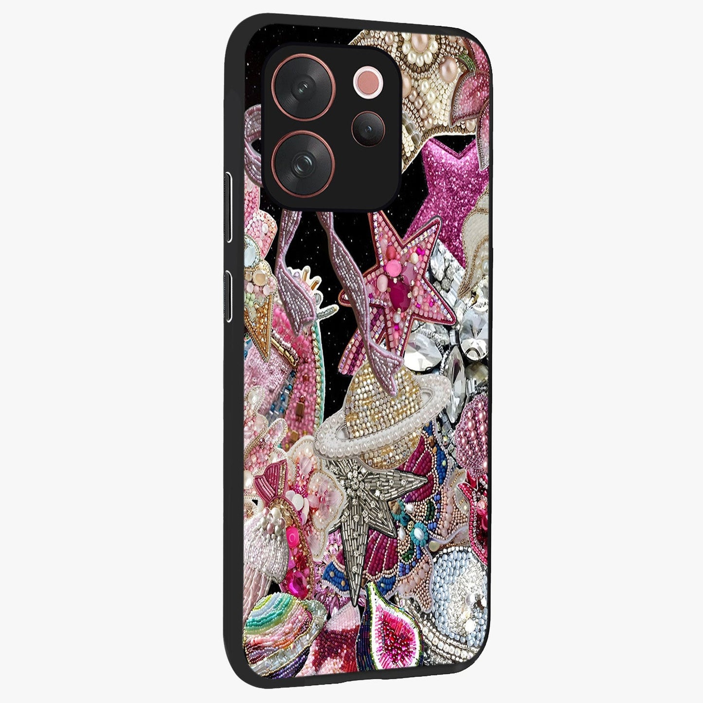 Starlit Jewel Dream Glass Case upright view showcasing radiant star inspired artwork with magical night theme.