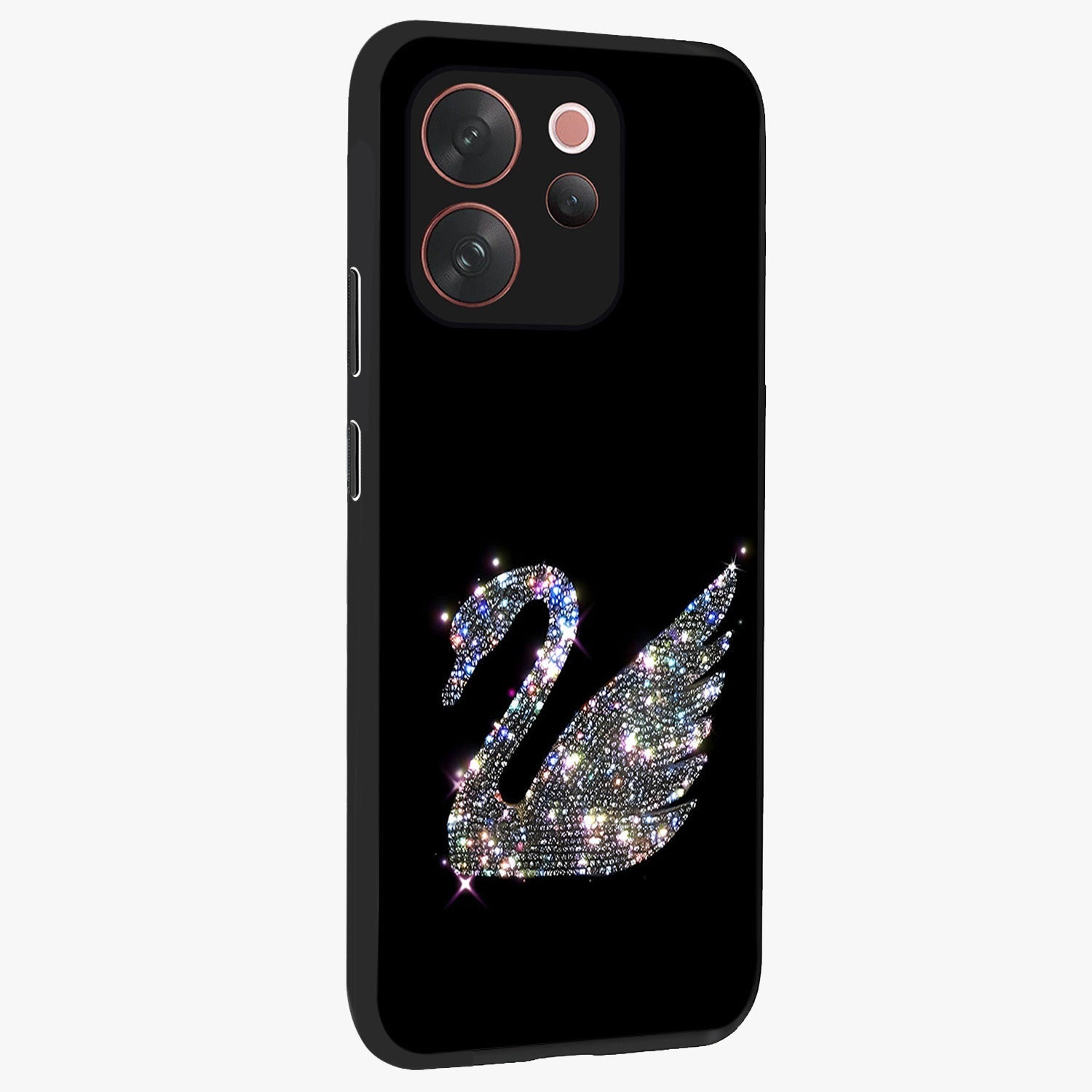 Starlit Swan Grace Glass Case upright view showcasing beautiful swan artwork with peaceful night themed design.