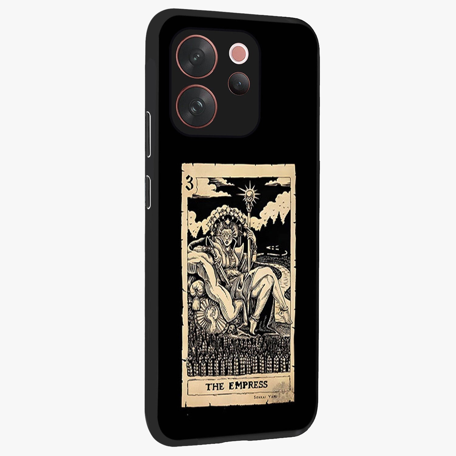 The Empress Glass Case upright view showcasing powerful empress themed artwork with luxurious artistic theme.