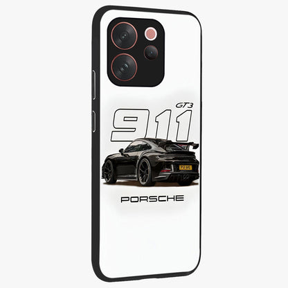 Turbo Legacy Icon Glass Case upright view showcasing bold racing inspired artwork with classic car theme.