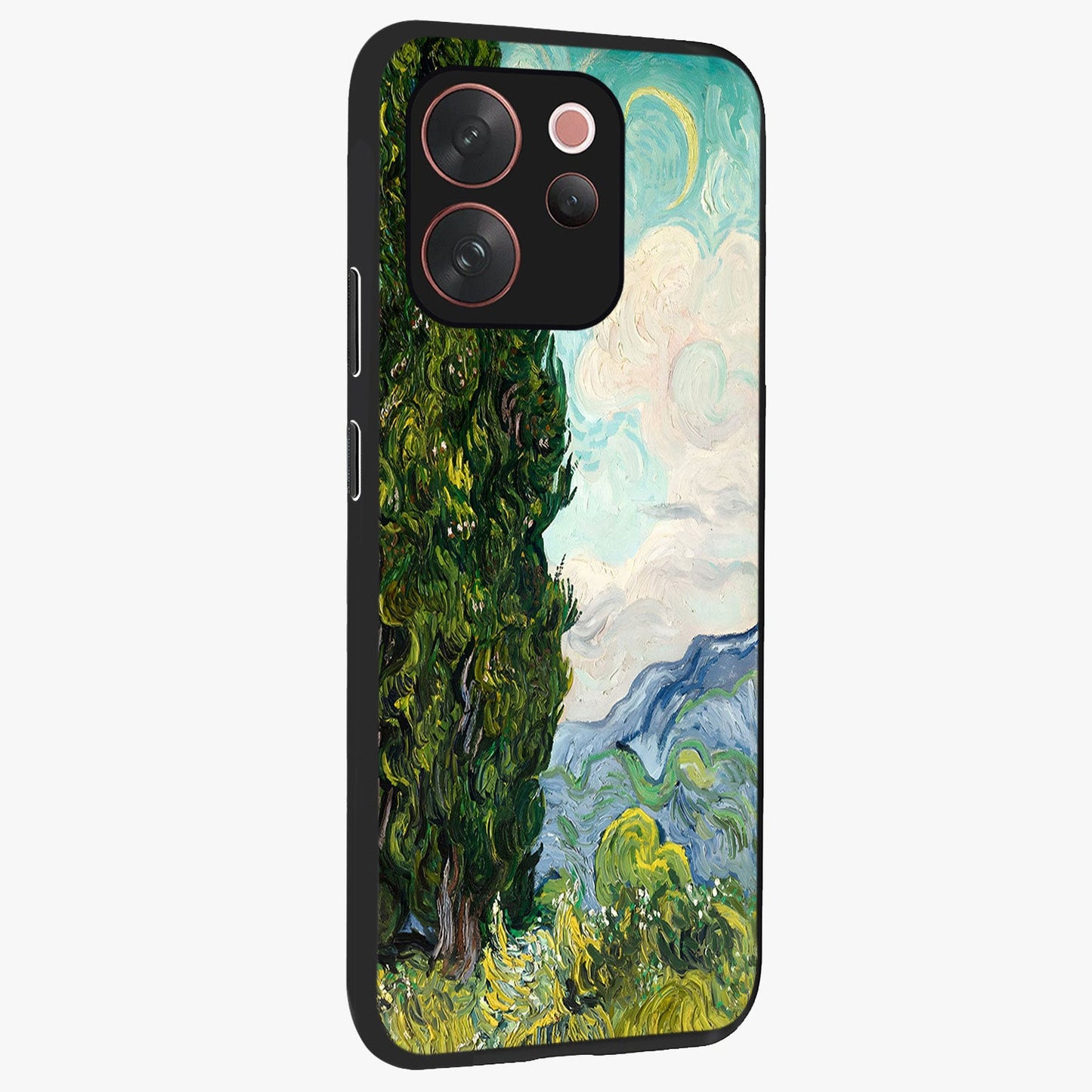 Van Gogh Vintage Art Glass Case upright view showcasing elegant vintage painting artwork with artistic heritage theme.